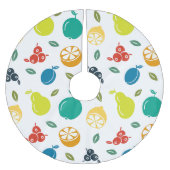 Fruchtmuster, Pflaume, Orange, Zitrone, Birne, Apf Polyester Weihnachtsbaumdecke (Vorderseite)