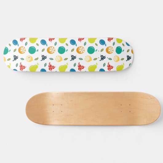 Fruchtmuster, Pflaume, Orange, Zitrone, Birne, Apf Skateboard (Horizontal)