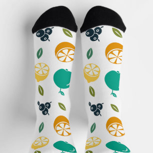 Fruchtmuster, Pflaume, Orange, Zitrone, Birne, Apf Socken