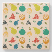Fruchtmuster, Pflaume, Orange, Zitrone, Birne, Apf Steinuntersetzer (Vorderseite)