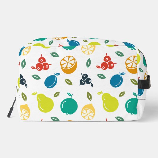 Fruchtmuster, Pflaume, Orange, Zitrone, Birne, Apf Waschbeutel (Rückseite)