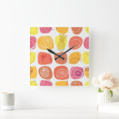 Fruchtmuster Quadratische Wanduhr (Zuhause)