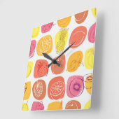 Fruchtmuster Quadratische Wanduhr (Winkel)