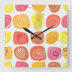 Fruchtmuster Quadratische Wanduhr