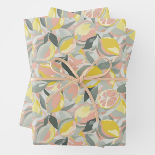 Fruchtmuster  |  Rosa Grau Geschenkpapier Set (Beispiel)