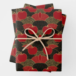 Fruchtmuster | Rote Äpfel Geschenkpapier Set
