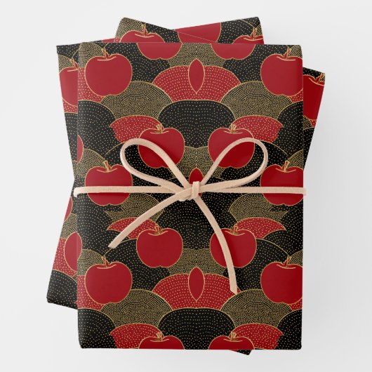 Fruchtmuster | Rote Äpfel Geschenkpapier Set (Beispiel)