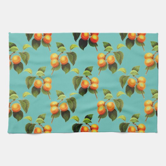 Fruchtmuster Vintag aquamarin orange Geschirrtuch (Horizontal)