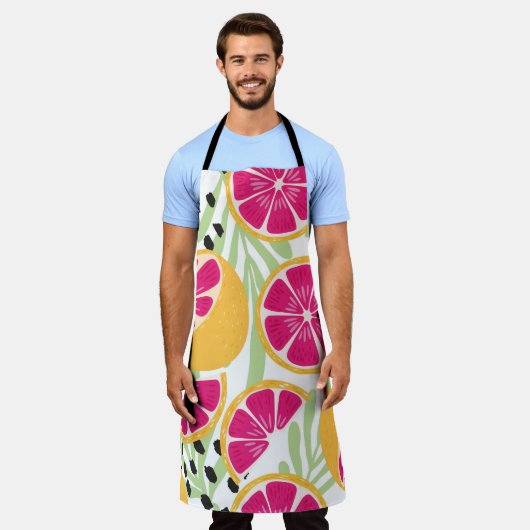 Fruchtnahtloses Muster, Grapefruits mit tropischem Schürze (Getragen)