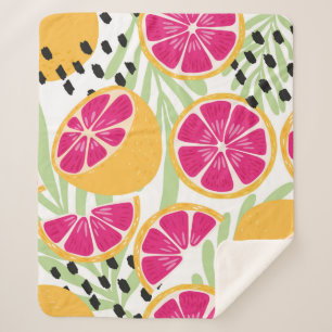 Fruchtnahtloses Muster, Grapefruits mit tropischem Sherpadecke