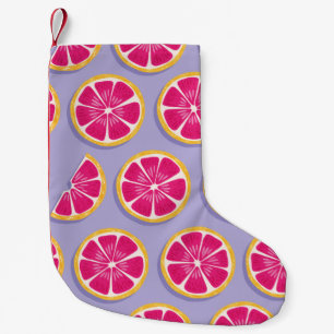 Fruchtnahtloses Muster, Grapefruitscheiben mit Sch Kleiner Weihnachtsstrumpf