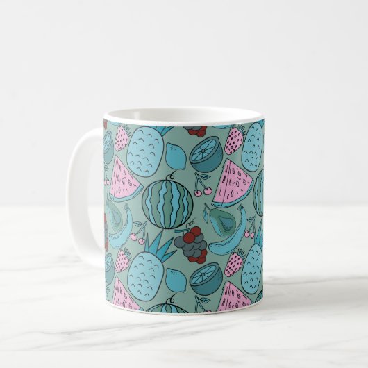 Fruchtnahtloses Muster | Muster der Fruchtoberfläc Kaffeetasse (Vorderseite Links)