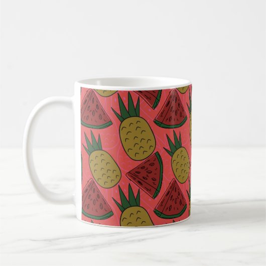 Fruchtnahtloses Muster | Muster der Fruchtoberfläc Kaffeetasse (Links)