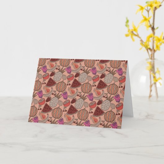 Fruchtnahtloses Muster | Muster der Fruchtoberfläc Karte (Gelbe Blume)