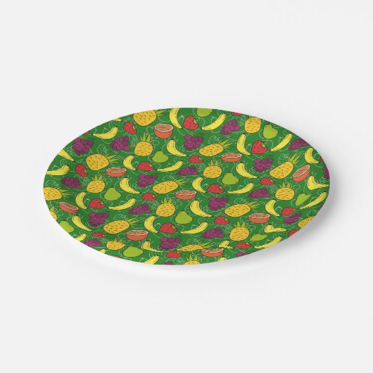 Fruchtnahtloses Muster | Muster der Fruchtoberfläc Pappteller (Schrägansicht)