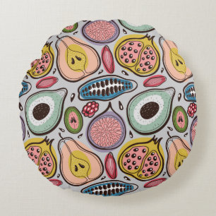 Fruchtnahtloses Muster Rundes Kissen