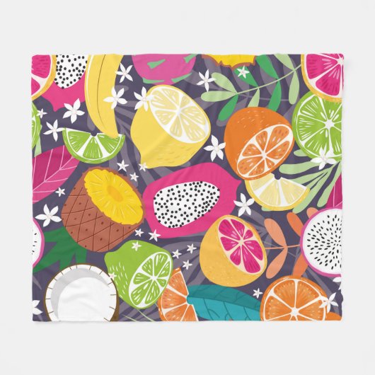 Fruchtnahtloses Muster, Sammlung exotischer Tropen Fleecedecke (Vorderseite (Horizontal))