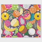 Fruchtnahtloses Muster, Sammlung exotischer Tropen Geschenkpapier (Flach)