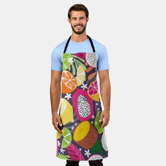 Fruchtnahtloses Muster, Sammlung exotischer Tropen Schürze (Getragen)