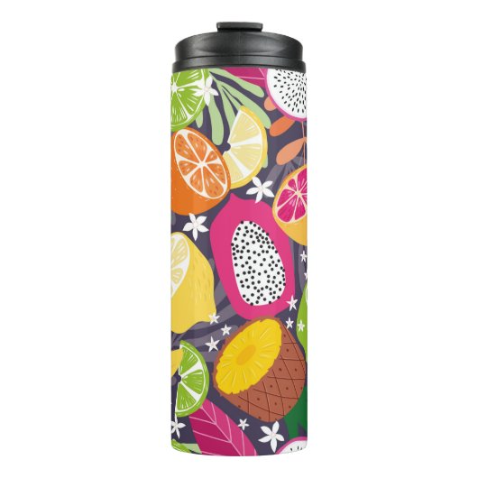 Fruchtnahtloses Muster, Sammlung exotischer Tropen Thermosbecher (Vorderseite)