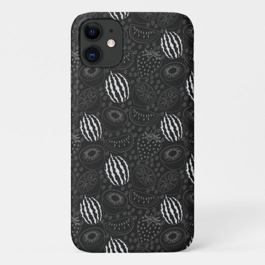 Fruchtnahtloses Muster schwarz-weiß tropisch Case-Mate iPhone Hülle (Rückseite)