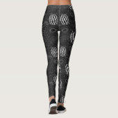 Fruchtnahtloses Muster schwarz-weiß tropisch Leggings (Rückseite)