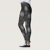 Fruchtnahtloses Muster schwarz-weiß tropisch Leggings (Links)