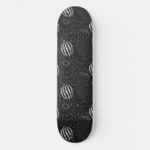 Fruchtnahtloses Muster schwarz-weiß tropisch Skateboard (Vorderseite)