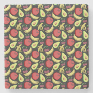 Fruchtnahtloses Muster   Tropenfrüchte mit farbenf Steinuntersetzer