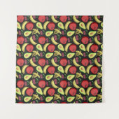 Fruchtnahtloses Muster | Tropenfrüchte mit farbenf Wandteppich (Vorderseite (Horizontal))