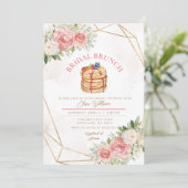 Fruchtpancake Pink Florals Brautparty Brunch Einladung (Stehend Vorderseite)