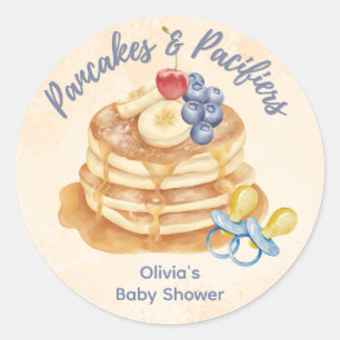 Fruchtpfannkuchen & Schnuller Gingham-Baby-Party Runder Aufkleber