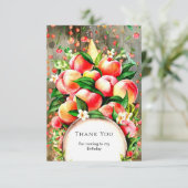 Fruchtpfirsich zum Geburtstag Dankeskarte (Stehend Vorderseite)