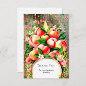Fruchtpfirsich zum Geburtstag Dankeskarte (Vorne/Hinten)