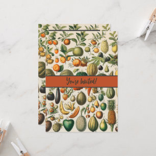 Fruchtpflanzliche wissenschaftliche Illustration Einladung