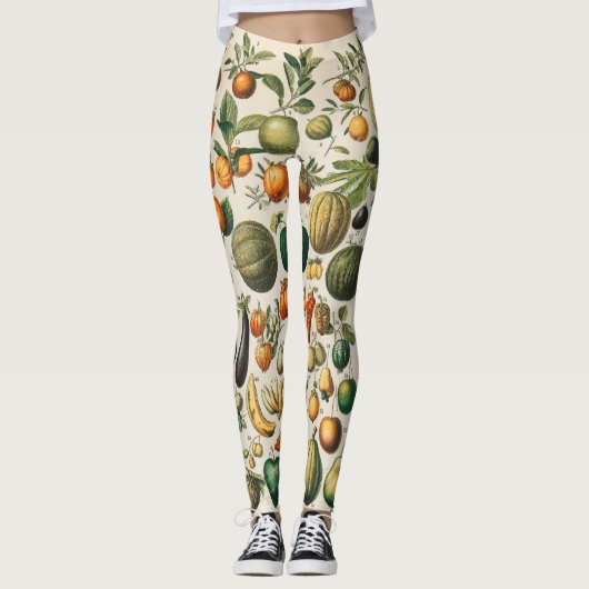 Fruchtpflanzliche wissenschaftliche Illustration Leggings (Vorderseite)
