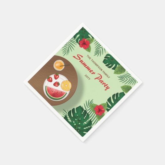 Fruchtplatte Grüngarten Sommer Picnic Party Serviette (Ecke)