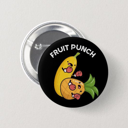 Fruchtpunch Funny Drink Pun Dark BG Button (Vorne & Hinten)