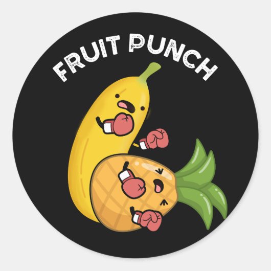 Fruchtpunch Funny Drink Pun Dark BG Runder Aufkleber (Vorderseite)