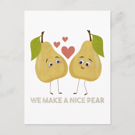 Fruchtpuppe: Wir machen eine schöne Birne Postkarte (Vorderseite)