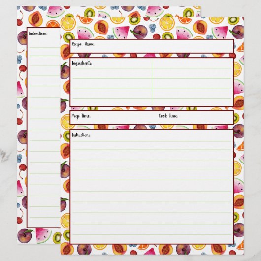 Fruchtrezeptblatt (Vorne/Hinten)