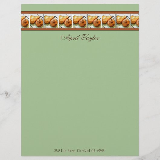 Fruchtrezepte für Pear Lovers Paper Briefkopf (Vorderseite)