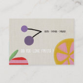 Fruchtsaft süße Orange Apple Business Card Visitenkarte (Rückseite)