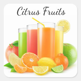 Fruchtsäfte von Citrus Quadratischer Aufkleber