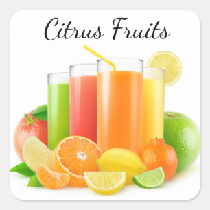 Fruchtsäfte von Citrus Quadratischer Aufkleber