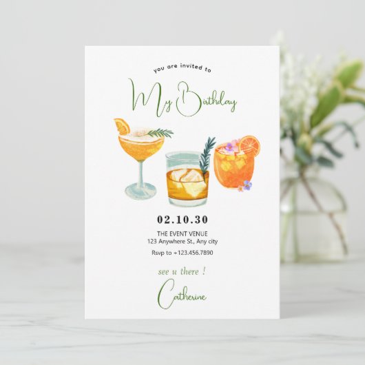 Fruchtsaftgetränke zum Geburtstag Einladung (Stehend Vorderseite)