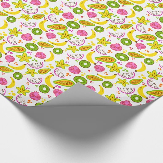 Fruchtsalat auf weißem Medium Geschenkpapier (Ecke)