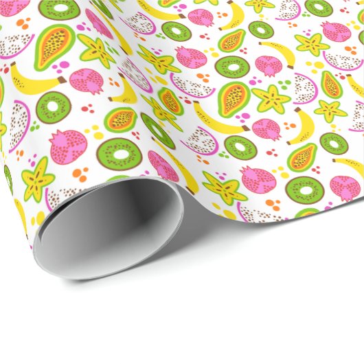 Fruchtsalat in weißem Kleinformat Geschenkpapier (Rolleneckpunkt)