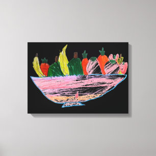 Fruchtsalat lustige Cartoon-Kunst Leinwanddruck