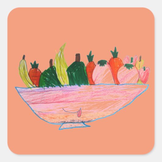 Fruchtsalat lustige Cartoon-Kunst Quadratischer Aufkleber (Vorderseite)